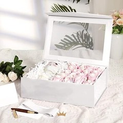 Large White Gift Box with Window, 13.5x9x4.1 Inches Clear Gift White-Pack of 1