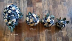 Lavender Blue Bridal Bouquet Burgundy Sola Wood Flower Bridesmaid Wildflowers