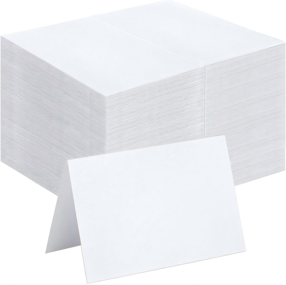150 Pcs 2 * 3.5 Inch White s for Wedding, Tent Style Blank Table Cards for Buffe