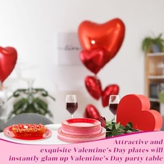 180 Pcs Valentines Paper Plates Red Rose Red Pink Plates Disposable Plates
