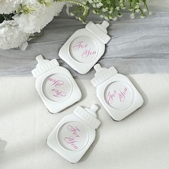 White Pink 4 Mini 4″ Picture Frames Feeding Bottle Baby Shower Favors Events
