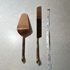 Copper Cake Knife & Server Set, Glossy Finish, 11 Inch, 2 Piece Heavy Duty