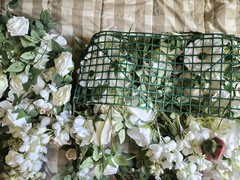 Used ONCE Ling’s Moments Artificial Flowers On Green Paneling White Pink & Blush