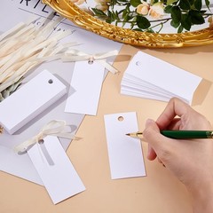 100 PCS Name Place Cards Satin White Ribbon Blank Tags 1.57×3.54×0.01 Inch