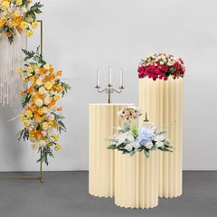 3-piece Foldable Paper Column Display Stands W/ Lights For Graduation/birthday