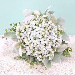 Wedding Artificial Bridesmaids Set of 6 Bridesmaid Bouquets White Gypsophila