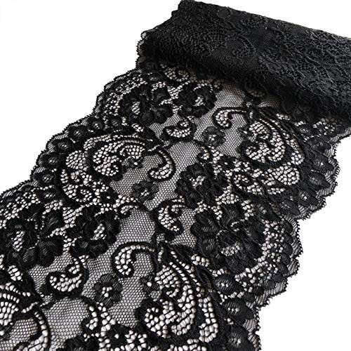 LUMKET 7 Inches Wide Stretchy Lace with Floral Pattern for Bridal Wedding