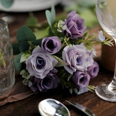 LAVENDER 4 Bushes 12″ Silk Roses Artificial FLOWERS Bouquets Home Decorations