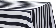 5 BLACK & WHITE STRIPED SATIN TABLECLOTHS 60″x126″ CHARMEUSE PRINT SILK SALE