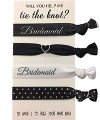 Bridesmaid Proposal Hair Ties – “Will You Help Me Tie the Knot?” Gift Set Black