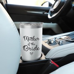 Mother of the Bride Wedding Stainless Steel Insulated Tumbler 20 Ounces White