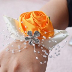 Hand Flower Bracelet Corsage Bridesmaid Wedding Prom Band Wrist Party Decor