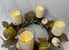 Fall Foliage Battery Candles Centerpiece Wreath Autumn Thanksgiving 18″