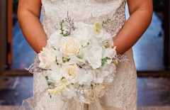Silk Flower Bouquet With Ribbon Fake Flower