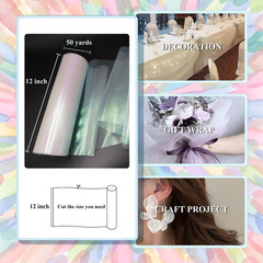 Iridescent White Tulle Crystal Organza Fabric Rolls 12 Inch by 50 Yards (150 fee