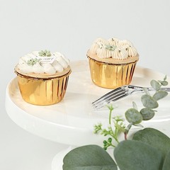 48 Metallic Gold Foil Cupcake Liners Wedding Party Events Decorations Supplies