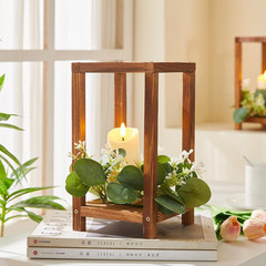 Rustic 54 Pcs Wooden Wedding Lantern Centerpieces with Candles & Wreaths