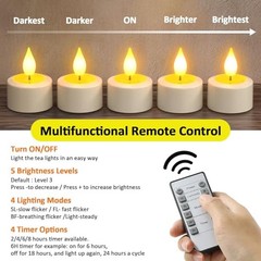 Yme Rechargeable Tea Lights with Remote Timer and Charging Base, 6 Pack LED