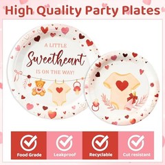 Party Decoration Set – Serves 24 – 112Pcs A Little Valentine’s Day Baby Shower