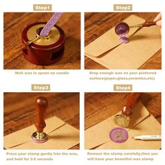 Mystical Drawing Wax Seal Set, 4 Removable Wax Seal Stamp Brass Head 1 Handle