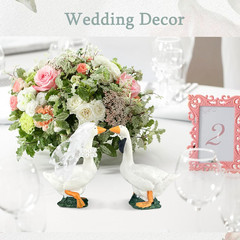 Couple Goose Wedding Cake Topper Handmade Goose Figurines Bride Groom Engagement