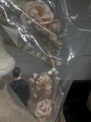 Vintage Deco Wedding Cake Topper Bells, Roses, Lace, Bride & Groom Original Box