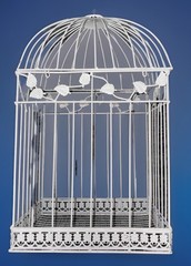 VINTAGE WHITE HANGING 16” BIRDCAGE WEDDING DECORATIVE SHABBY CHIC COTTAGECORE