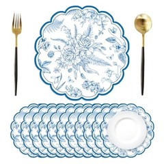 50 Pcs Paper Placemats,Placemat Chinoiserie Place Mats 13.4 Inch Blue Floral