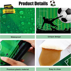 2 Pieces Soccer Party Tablecloth Plastic Soccer Themed Tablecover Disposable Rec
