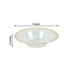 20 pcs 12 oz CLEAR GOLD Rim Plastic Salad Soup Bowls Wedding Party Events Favors