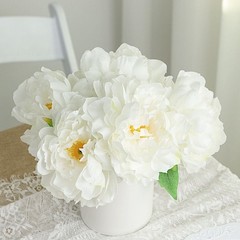 WHITE 2 Bushes 17″ Silk ARTIFICIAL PEONY FLOWERS Bouquets Wedding Party Supplies