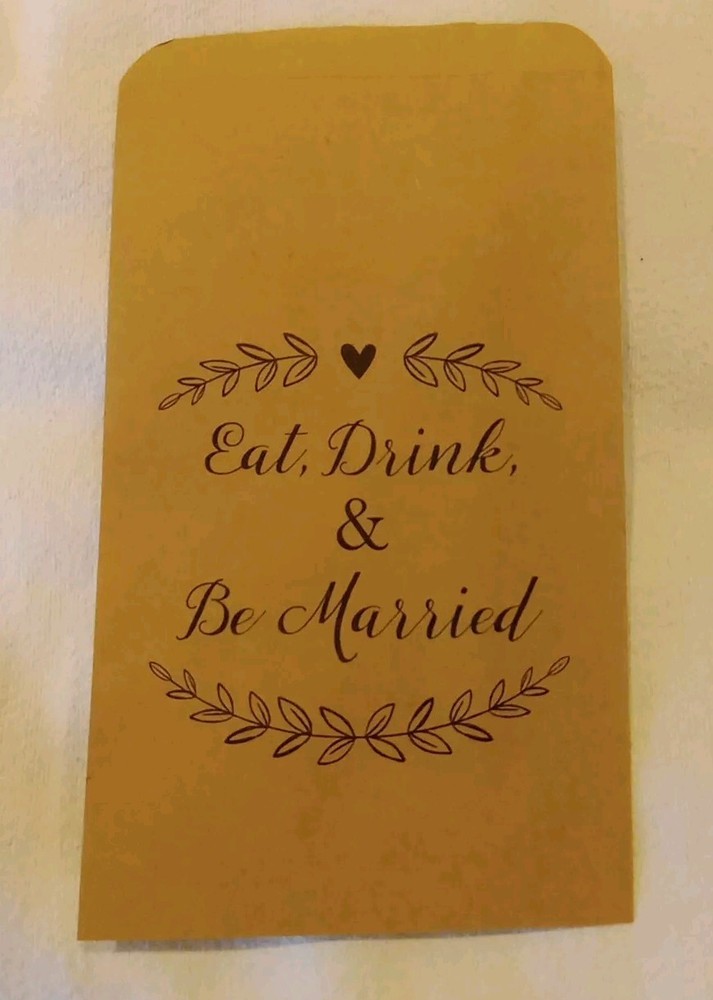 Wedding Utensil Bag, Table Decor «Eat, Drink & Be Married» 50 Count Open Box