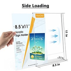 Pack Acrylic Sign Holder 8.5 X 11, Plastic Paper Holder With Vertical 6