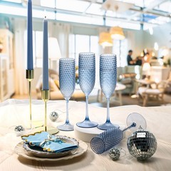 24 Pack Unbreakable Light Blue Champagne Flutes – Vintage Wedding Toasting Glass