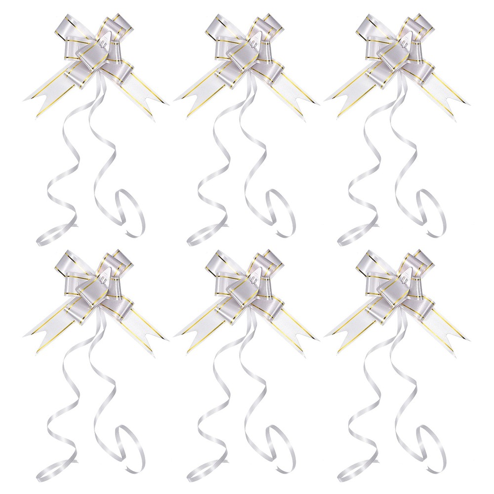 40Pcs 2.8″ Pull Bows Present Wrapping String Bows Gold Thread Style Silver Tone
