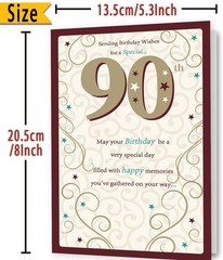 Happy 90th Birthday Card Gifts for Women Men, Unique Bday Greeting Gifts for …