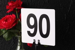 Plastic Table Number Cards 1-100 Double Sided, 4″x4″ White with Bold Black Numbe