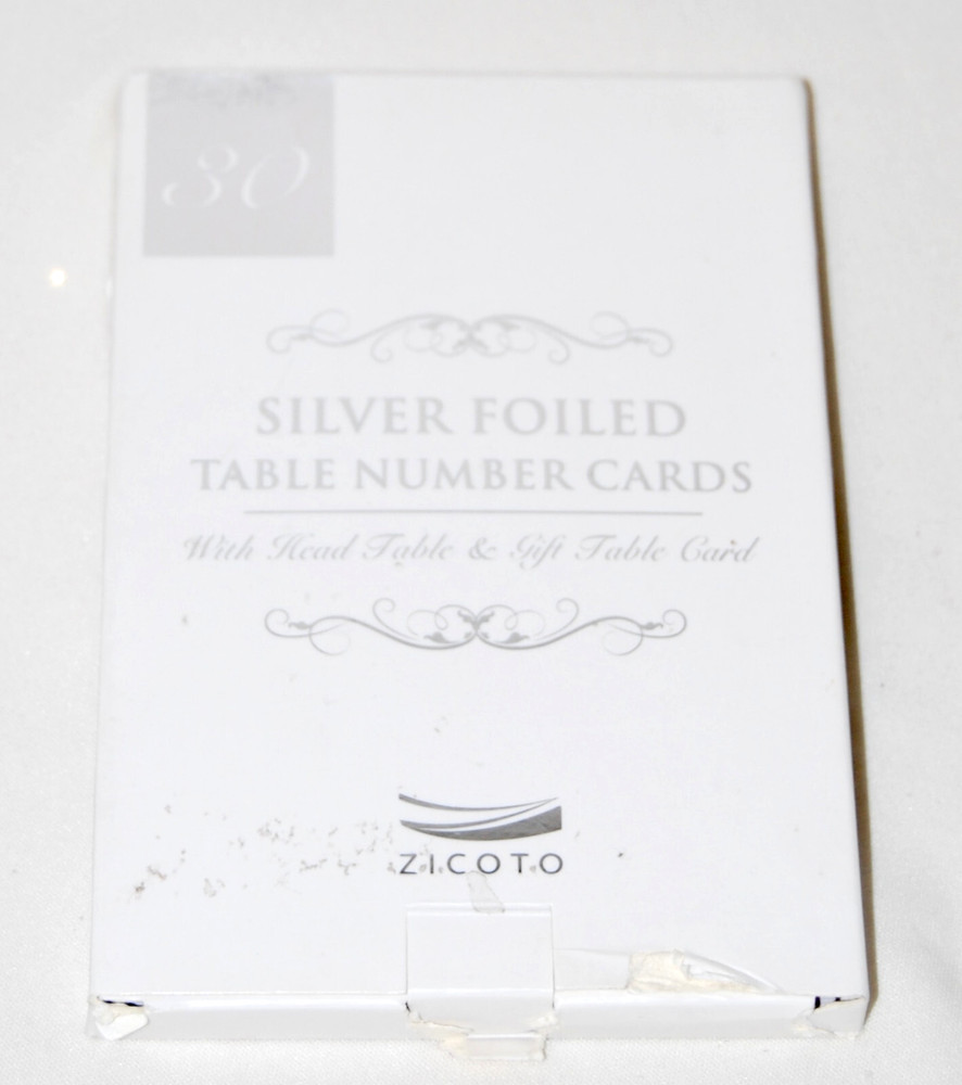 NIB Set of 30 Double-Sided Silver Foiled 4″ X 6″ Event Table Number Cards 32pc