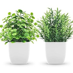 2 Pack Fake Plants Small Artificial Greenery Faux Plants Indoor for Home