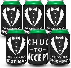 6 Pack Groomsmen Best Man Proposal Can Coolers Bachelor Gifts Groomsmen Gifts Fu