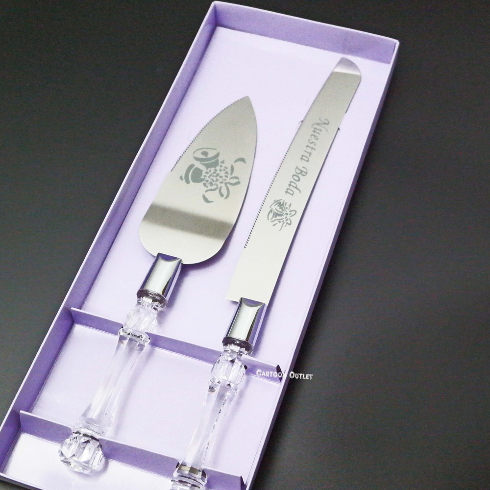 Boda Wedding Cuchillos De Pastel Cake Knife Server Set Nuestra Bodal Silver Bell