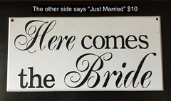 White Wooden Wedding Sign | Here Comes The Bride/Just Married, 16 inches