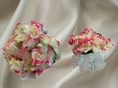 Hand Made wrist Corsage and boutonniere Set African violet blossoms