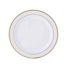20 pcs Plastic WHITE with Gold Rim 7″ PLATES Disposable Party Wedding