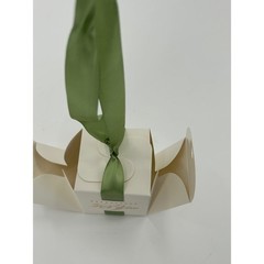 49 Pack White Especially For You Favor Boxes with Green Ribbon 2.5 Inch