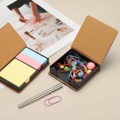 PATIKIL 140 Sheets Leather Sticky Notes Holder, 10inch Post Black