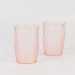 TRANSPARENT BLUSH 16 oz Crystal Cut Plastic DRINKING GLASSES Party Events Home
