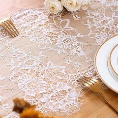 5 Packs Lace Table Runner 14×120 Inch 14″x120″(5pcs Rectangle) Plain White
