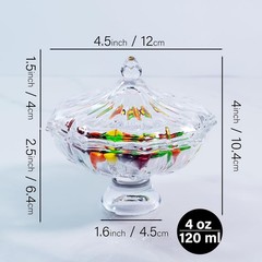 Glass Candy Dish with Lid 4oz Clear Crystal Bowl for Candies Nuts Jewelry
