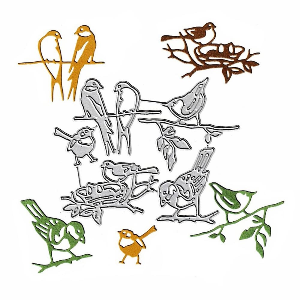6pcs Birds Nest Animal Cutting Dies, Leaves Tree Branch Die Cuts Metal Emboss…